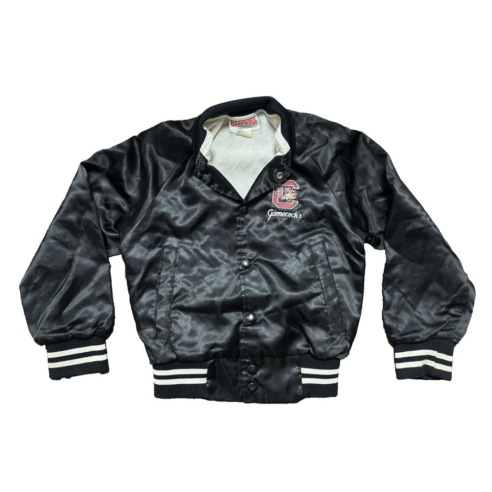 Vintage South Carolina Gamecocks Black Satin Bomber Jacket Youth Small USA